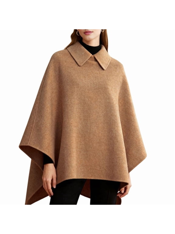 Women'S Poncho Sweater Wrap Topper Knitted Elegant Shawls Cape Evening Dresses for Fall Winter Camel Color S