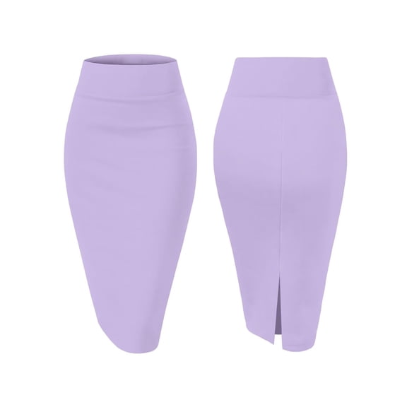 Women'S Premium High Waist Nylon Ponte Stretch Office Pencil Skirt L