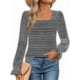 thumbnail image 1 of Women'S Puff Long Sleeve Square Neck Shirts Fall Causal Trendy Tunic Tops Black L, 1 of 6
