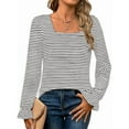 thumbnail image 1 of Women'S Puff Long Sleeve Square Neck Shirts Fall Causal Trendy Tunic Tops White L, 1 of 5