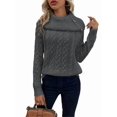 thumbnail image 1 of Women'S Pullover Sweater Pile Collar Knit Raglan Sleeve Sweater Dark Grey M, 1 of 10