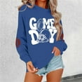 thumbnail image 1 of Women'S Pullover Sweatshirt Women'S Long Sleeve Pullover Sweatshirt Football Print Casual Crewneck Top For Games And Everyday Wear Blue XXL, 1 of 5