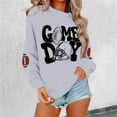 thumbnail image 1 of Women'S Pullover Sweatshirt Women'S Long Sleeve Pullover Sweatshirt Football Print Casual Crewneck Top For Games And Everyday Wear Light Gray XXL, 1 of 5