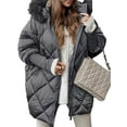 thumbnail image 1 of Women'S Quilted Down Jacket with Hood Long Sleeve Full Zip Casual Winter Coat Gray S, 1 of 8