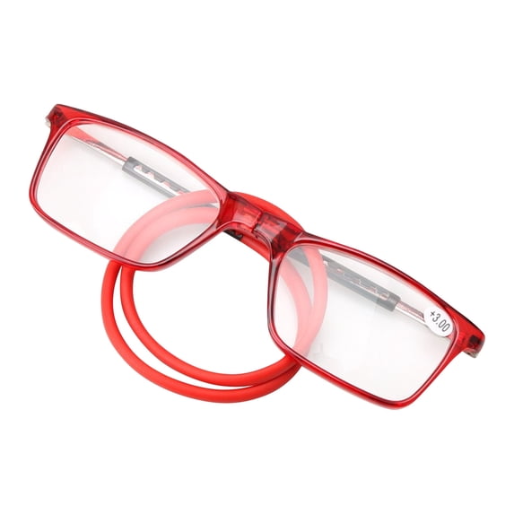 Women'S Reading Glasses Hanging Folding Magnetic Front Click Connect Neck Computer Readers Lightweight Eyeglasses Red 1.0