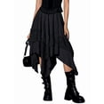 thumbnail image 1 of Women'S Renaissance Flowy Fairy Skirt Y2k Contrast Lace Layered Asymmetrical Midi Skirts Black XL, 1 of 9
