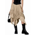 thumbnail image 1 of Women'S Renaissance Flowy Fairy Skirt Y2k Contrast Lace Layered Asymmetrical Midi Skirts Khaki M, 1 of 9