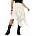 thumbnail image 1 of Women'S Renaissance Flowy Fairy Skirt Y2k Contrast Lace Layered Asymmetrical Midi Skirts Milky White XS, 1 of 9