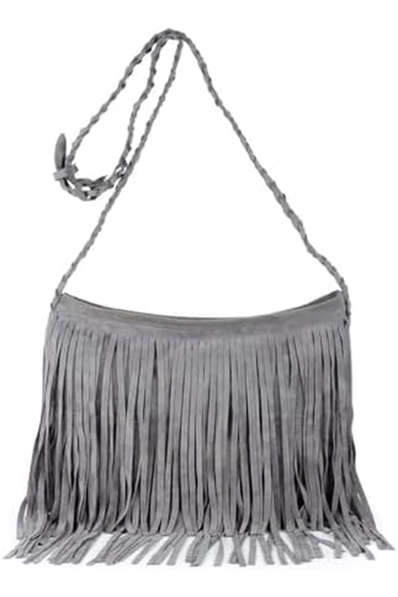 Women'S Retro Hippie Suede Tassel Messenger Bag Fashion Adjustable Western Hobo Crossbody Shoulder Handbags (brown,Medium)
