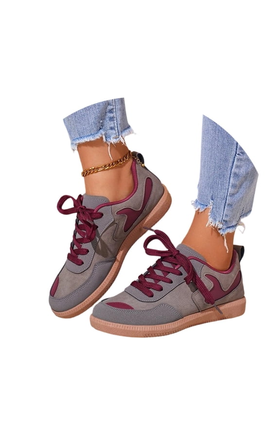 Women'S Retro Style Trainers – Classic Trainers For Tennis And Skateboarding With Laces And Rubber Soles – Fashionable Non-Slip Leisure Casual Shoes, Flat Leather, Fashionable, EU 36–42 / UK 3.5–9