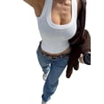 thumbnail image 1 of Women'S Ribbed Tank Tops Knit Halter Neck Sleeveless Fitted Summer Slim Basic Tee Shirts White M, 1 of 8