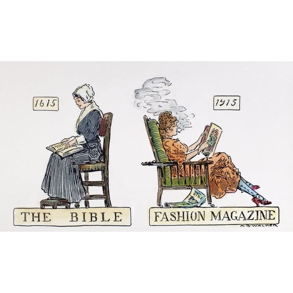 Women'S Rights 1915. N'Progress.' Satirical American Cartoon Comment 1915 By Alanson Burton Walker On The Supposed