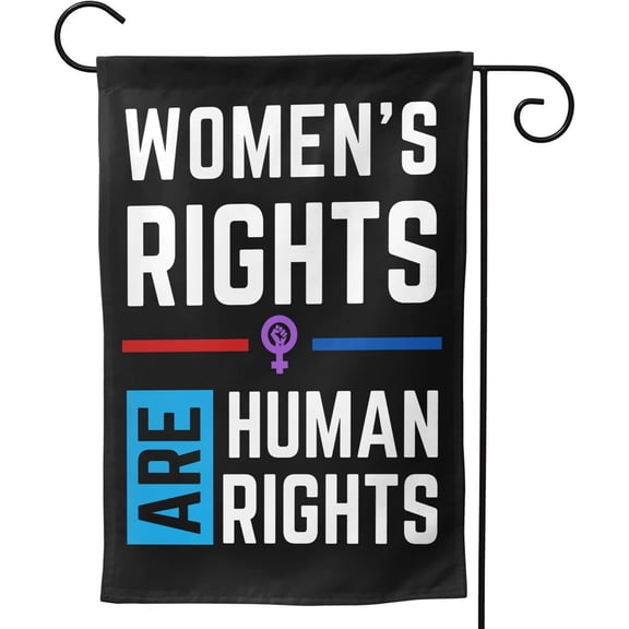 Women'S Rights Are Human Rights Garden Flag 12.5X18" Double Sided Printed Flags, Pro Womens Choice Uterus Protect Abortion Rights Flag Roe V Wade 1973 Outdoor Yard Patio Bedroom Hanging Yard Signs
