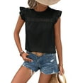 thumbnail image 1 of Women'S Round Neck Cap Sleeve Top Black L, 1 of 3