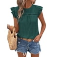 thumbnail image 1 of Women'S Round Neck Cap Sleeve Top Dark Green XXL, 1 of 3