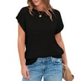 thumbnail image 1 of Women'S Round Neck Hollow Crochet Short Sleeve Top Black XL, 1 of 6