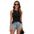 thumbnail image 1 of Women'S Round Neck Ribbed Slim Fit Vest Black S, 1 of 9