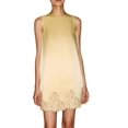 thumbnail image 1 of Women'S Round Neck Sleeveless Lace Hem Loose Mini Slip Dress Yellow L, 1 of 7