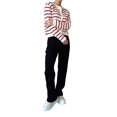 thumbnail image 1 of Women'S Round Neck Striped Cropped Knit Cardigan Red S, 1 of 8