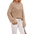 thumbnail image 1 of Women'S Round Neck Sweaters Fall Outfits Trendy Crewneck Knit Side Slit Fashion Pullover Tops Khaki XL, 1 of 10