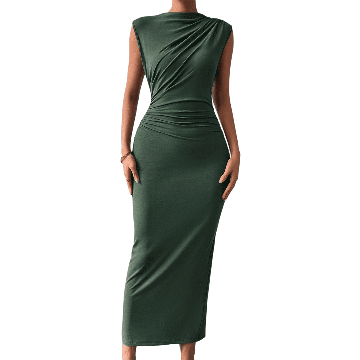 ruched bodycon dress green Sequin Ruched Bodycon Dress in Green