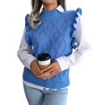 thumbnail image 1 of Women'S Ruffle Cute Sweater Vest Sleeveless Round Neck Summer Knit Pullover Tank Tops Blue M, 1 of 8