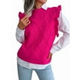 thumbnail image 1 of Women'S Ruffle Cute Sweater Vest Sleeveless Round Neck Summer Knit Pullover Tank Tops Rose Red S, 1 of 8