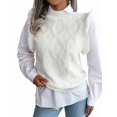 thumbnail image 1 of Women'S Ruffle Cute Sweater Vest Sleeveless Round Neck Summer Knit Pullover Tank Tops White M, 1 of 8