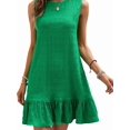 thumbnail image 1 of Women'S Ruffle Hem Sleeveless Tank Dress Round Neck Casual Smock Summer Mini Dresses Green XXL, 1 of 6