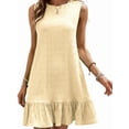 thumbnail image 1 of Women'S Ruffle Hem Sleeveless Tank Dress Round Neck Casual Smock Summer Mini Dresses  S, 1 of 6