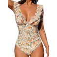 thumbnail image 1 of Women'S Ruffled Swimsuit V Neck Lace Up Color XL, 1 of 6