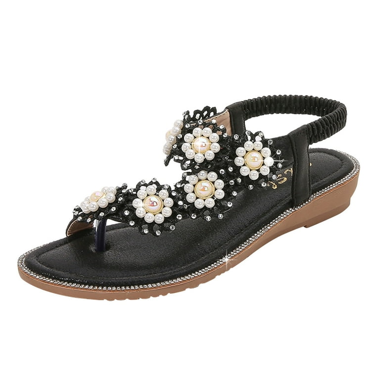 Women Shoes Women's Sandals Shoes Wedges Fashion Buckle Strap Sandals  Summer Shoes For Women Black 8