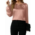 thumbnail image 1 of Women'S Satin Casual Long Sleeve Shirt, Elegant Business Work Top, Formal Autumn Outfit for the Office Pink XL, 1 of 10