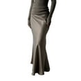 thumbnail image 1 of Women'S Satin High Waisted Maxi Skirts Hidden Zip A Line Long Skirt Khaki S, 1 of 4
