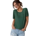 thumbnail image 1 of Women'S Scoop Neck Knit Hollow Out Tunic Tops Green M, 1 of 7