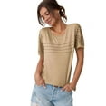 thumbnail image 1 of Women'S Scoop Neck Knit Hollow Out Tunic Tops Khaki S, 1 of 8