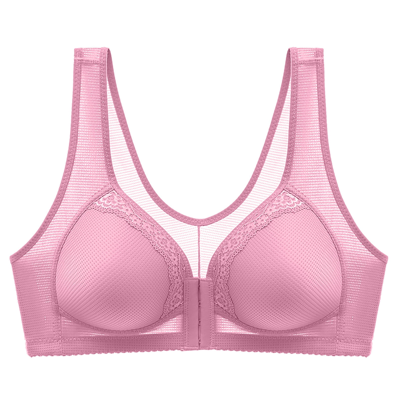 Bras for Women Casual Lace Pattern Womens Sport Bras Daily Comfy Underweat  Women Wireless Smoothing Lightly Cooling Bras Beauty Back Lined Wire  Classic Womens Bras（Pink,2XL） 