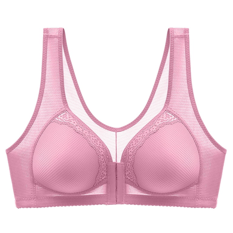 QUYUON Balconette Bra Women's Fine Sparkling Back Hollowed Out  Underwear,Daily Bra Sexy Active Fit No Padding Bra Pink M 