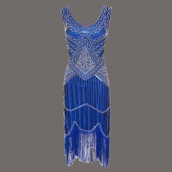 Women'S Sequin Lining Skirt,Plus Size Vintage 1920s Flapper Tassel Great Evening Party Cocktail Dress,Elegant and Chic Party Dress,Perfect for Special Occasions and Events