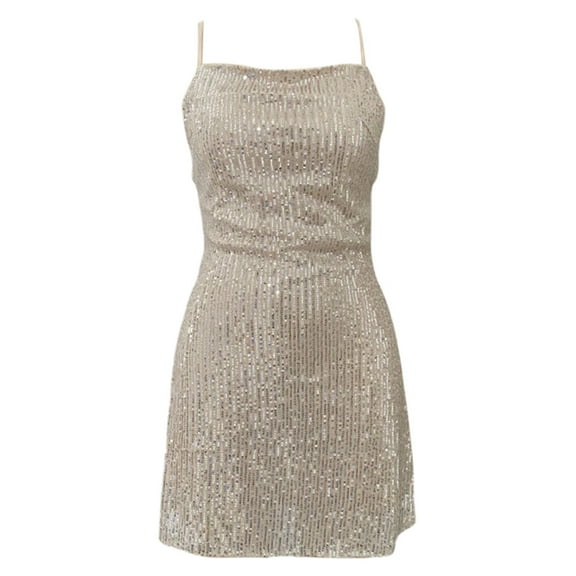 Women'S Sequin Suspender Dress Sexy Backless Sequin Dress Party Dress