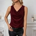 thumbnail image 1 of Women'S Sequin Tank Top Sparkly Sleeveless Dressy Party Shirts Holiday Scoop Neck Shimmer Tops Going Out Outfits,Summer Sleeveless Tanks Tops Blouses,Club Draped Cocktail Camisole Vest Blouse Wine S, 1 of 7