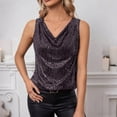 thumbnail image 1 of Women'S Sequin Tank Top Sparkly Sleeveless Dressy Party Shirts Holiday Scoop Neck Shimmer Tops Going Out Outfits,Summer Sleeveless Tanks Tops Blouses,Club Draped Cocktail Camisole Vest Blouse Black L, 1 of 7