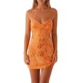thumbnail image 1 of Women'S Sequined Sparkling Rhinestone Dress Sleeveless Backless Deep V Neck Short Dress Party Outfit Orange S, 1 of 6