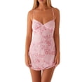 thumbnail image 1 of Women'S Sequined Sparkling Rhinestone Dress Sleeveless Backless Deep V Neck Short Dress Party Outfit Pink L, 1 of 7
