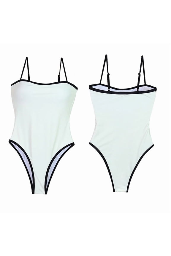 Women'S Sex-Y Square Neck Thong Bodysuit Backless Cam-I Bodysuit Top White M