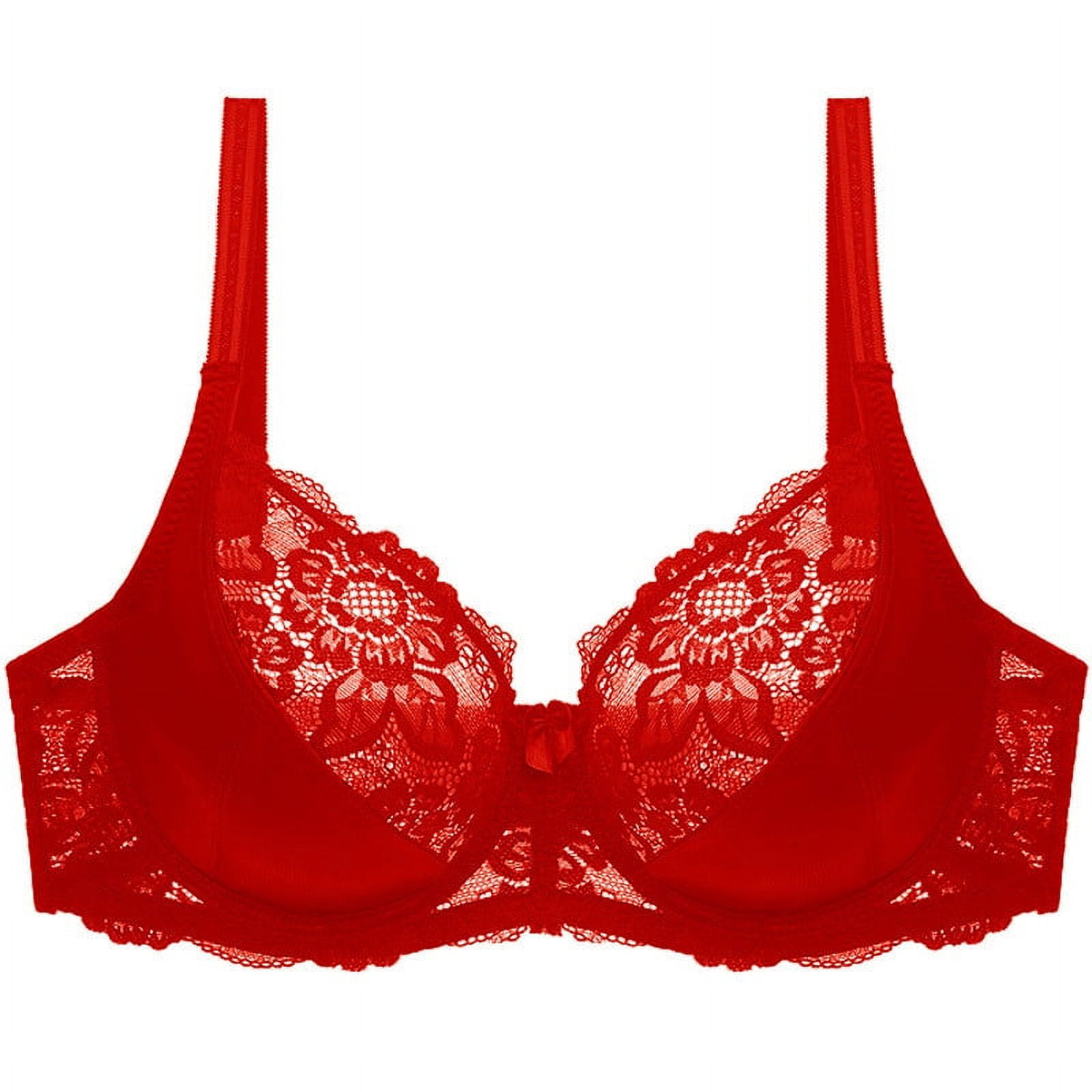 Women'S Sexy Lace Push Up Plus Size Bra Underwire Unlined Full