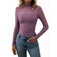 thumbnail image 1 of Women'S Sexy- Mock Turtle Neck Long Sleeve Tops Sheer Mesh Ruched Trendy Going Out Shirts Blouse Smoke  L, 1 of 8