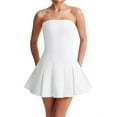 thumbnail image 1 of Women'S Sexy- Strapless Ruched Pleated Tube Mini Dress Y2K Sleeveless A Line Bodycon Short Dress White M, 1 of 5