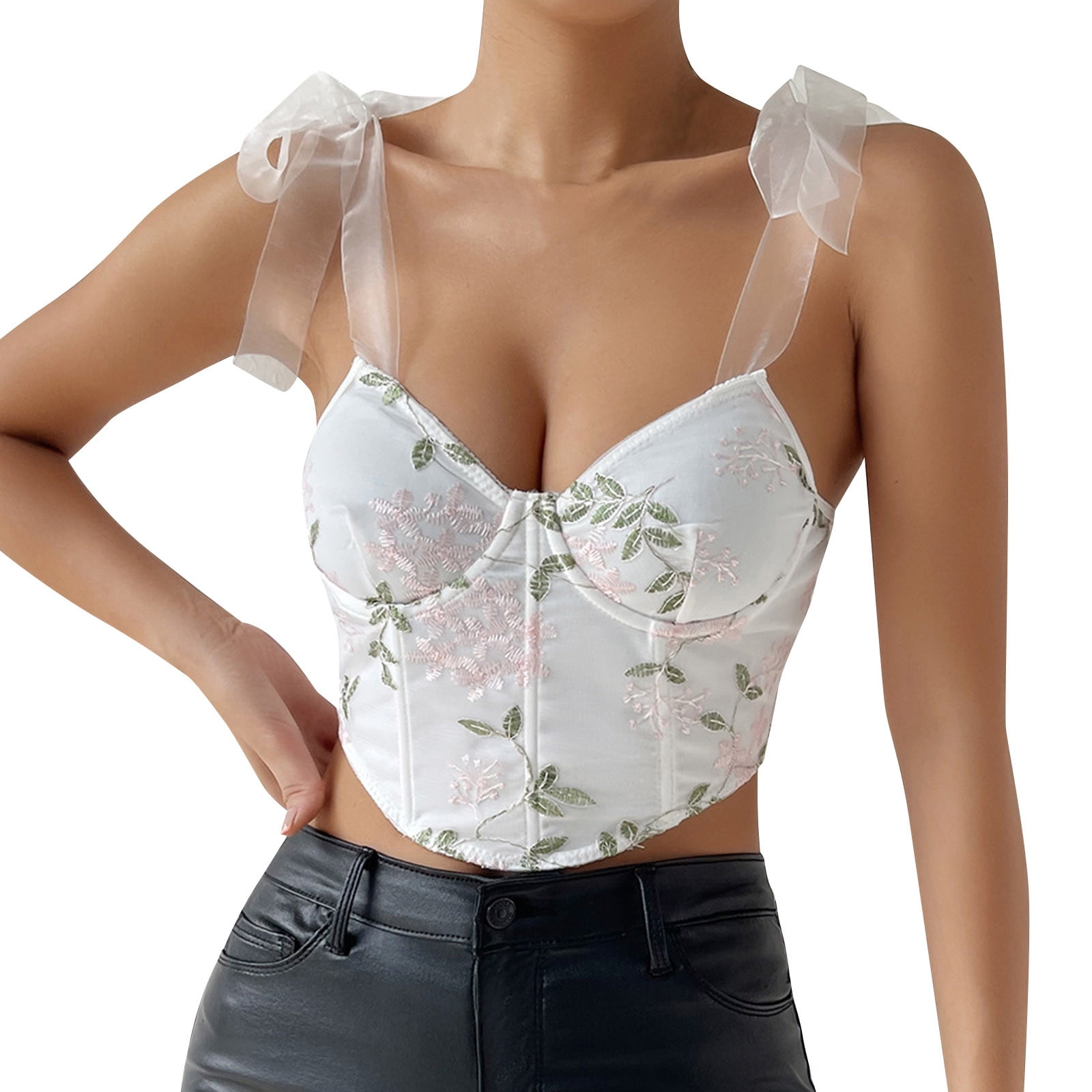 Women'S Shaping Lace Bra Strapless Satin Tube Top Crop Bustier Top Sheer  Casual Blouse Tops Mini Bustier Shapewear 