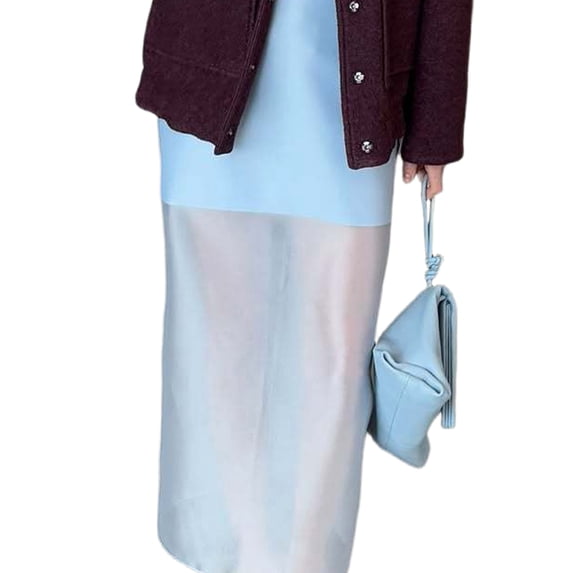 Women'S Sheer High Waist Skirt Fashion Chic Casual Office Midi Pencil Skirt Elegant See Through